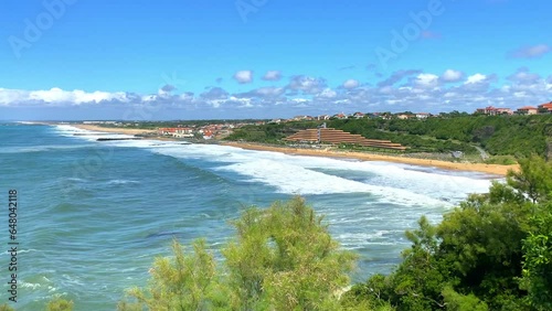 View of the Sables d'Or and Chambre d'Amour beaches in Anglet, France photo