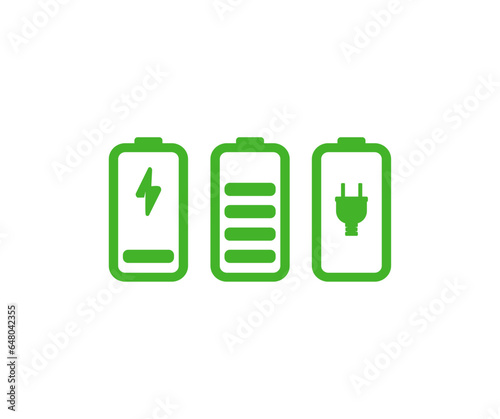 Battery icons. Battery charging charge indicator icon level battery energy. Alkaline battery capacity charge icon vector design and illustration.

