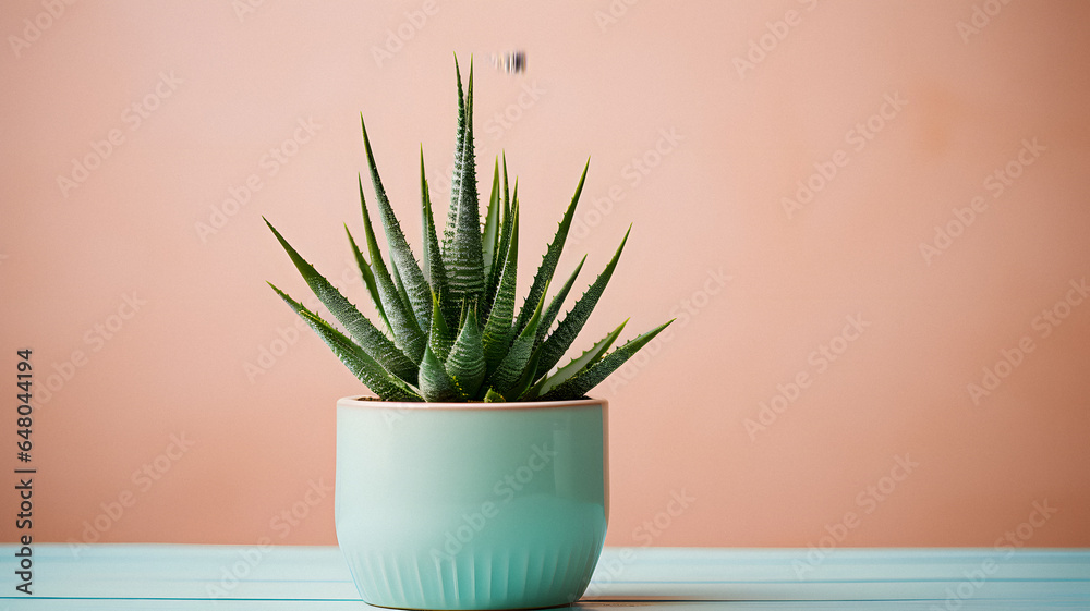 small plant in a small pot on a table Generative AI small plant in a small pot on a table Generative AI