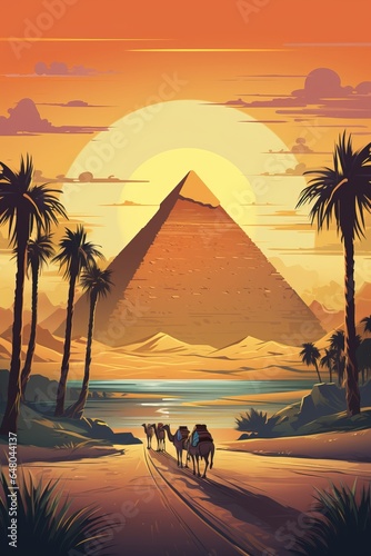 Egypt retro travel poster