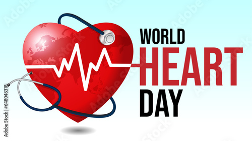 World heart day symbol with heartbeats