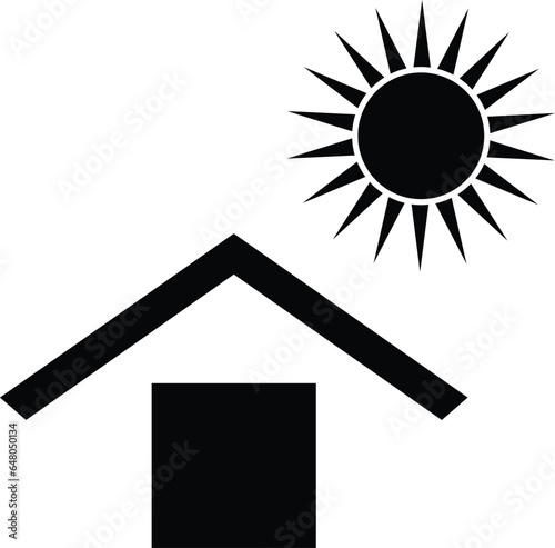 Keep away from sunlight icon symbol vector . Solar protection cargo sign