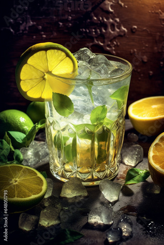 Refreshing Lemon Water Infused with Mint - Vibrant Summer Vibes Collection Created with generative AI tools.