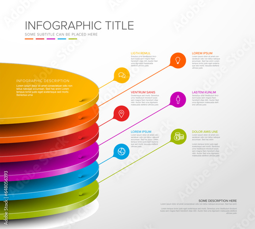 Vector Infographic colorful round layers desks template