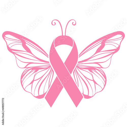 Cancer Ribbon Butterfly - Cancer Awareness Illustration
