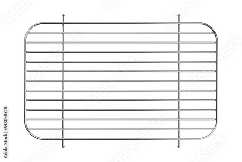 Empty metal grill rack on transparent background, top view photo