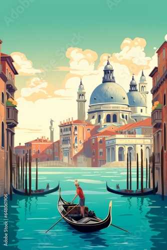 Canvas-taulu Retro Venice Travel poster