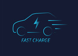Electric car icon. Fast charge. Eco friendly vehicle concept. Vector illustration.