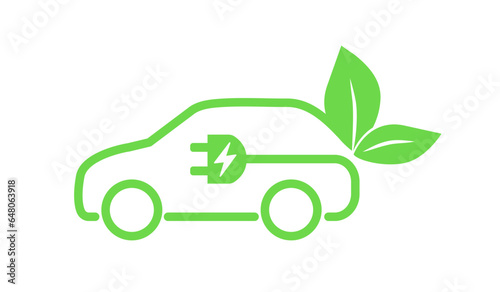 Electric vehicle icon with plug. clean green energy concept. Vector illustration.