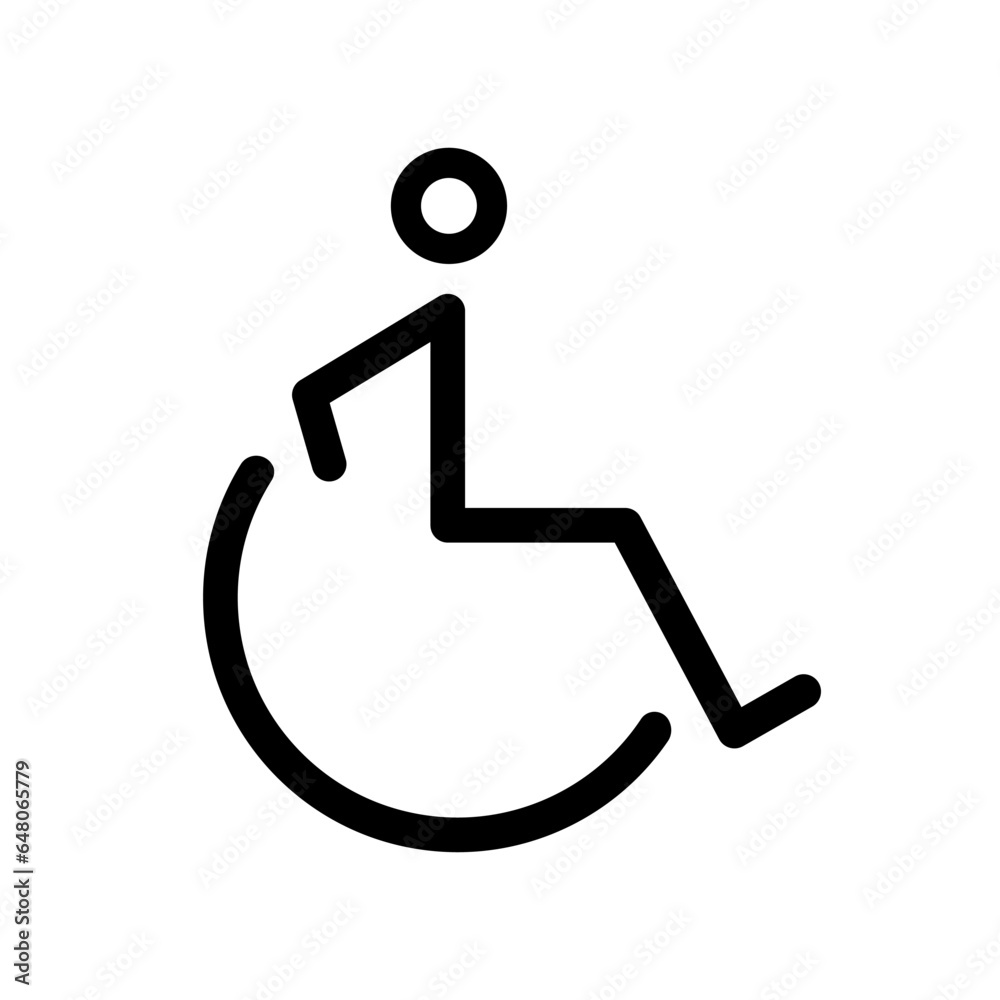 Person on Wheelchair. Wheelchair Symbol - Vector Icon. Line Icon for Websites and Print Person on Wheelchair. Wheelchair Symbol - Vector Icon. Line Icon for Websites and Print