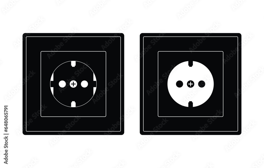 Electrical outlet silhouette, wall plug power supply icon Electrical outlet silhouette, wall plug power supply icon