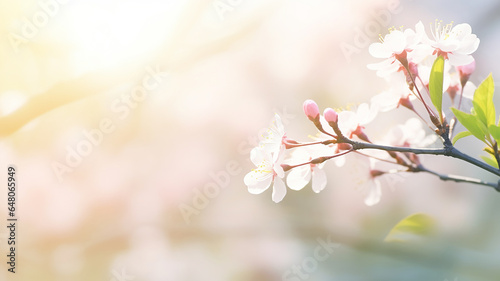 Beautiful blurred spring background nature with blooming flowers.