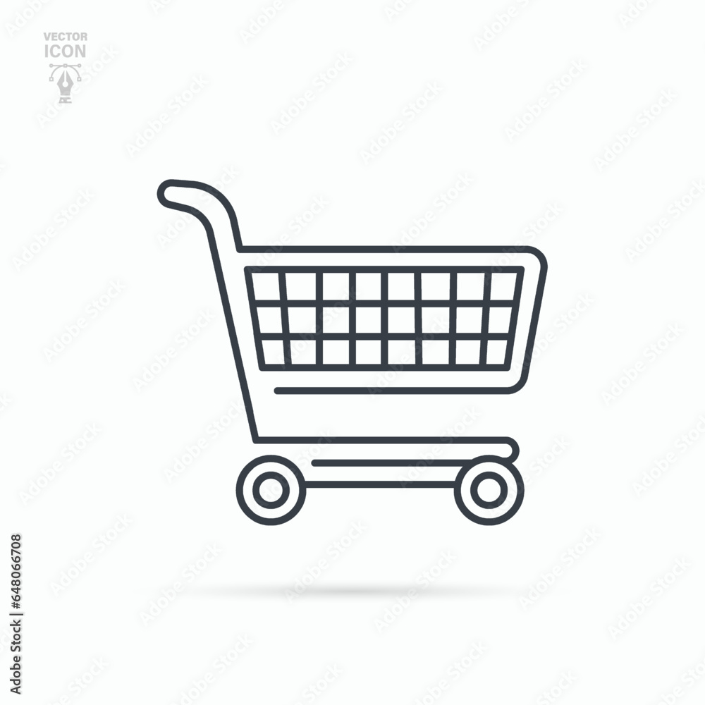 Shopping cart line icon. Isolated vector illustration