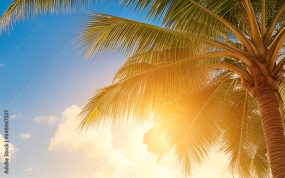 Palm tree silhouette, sun, sunset