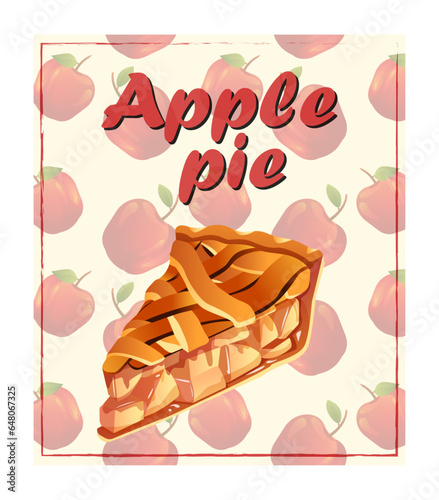  Apple pie vector illustration poster