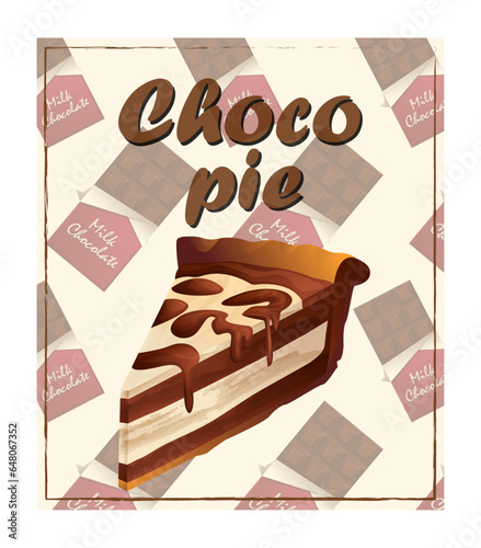 Choco cake with syrop vector illustration