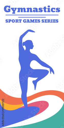 Graceful female gymnast silhouette illustration. Gymnastics vector poster
