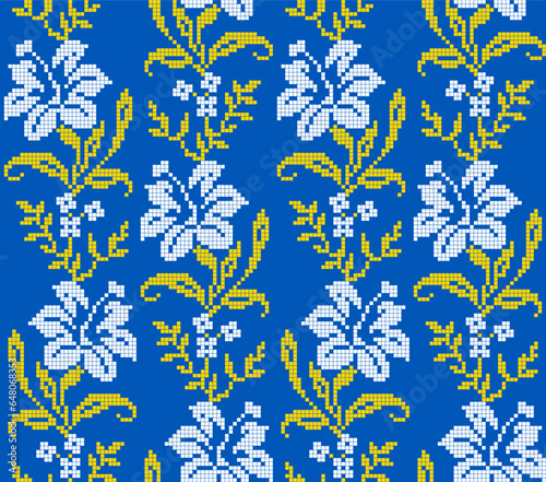 Seamless pattern of Ukrainian floral ornament in ethnic style, identity, vyshyvanka, embroidery for print clothes, websites, banners, poster. Vector illustration background