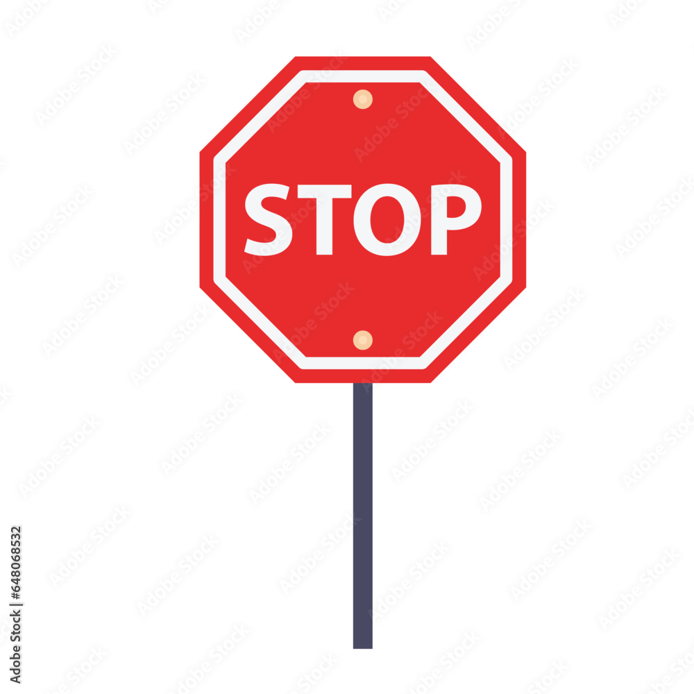 Stop Sign Flat Illustration. Clean Icon Design Element on Isolated White Background Stop Sign Flat Illustration. Clean Icon Design Element on Isolated White Background