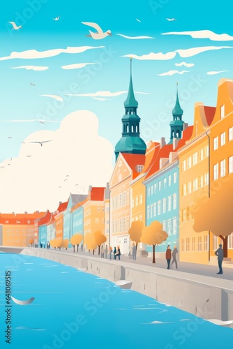 Retro Denmark travel poster photo