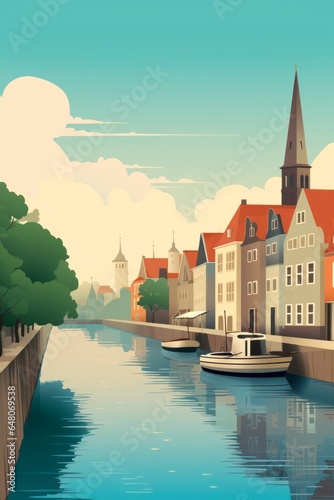 Retro Denmark travel poster photo