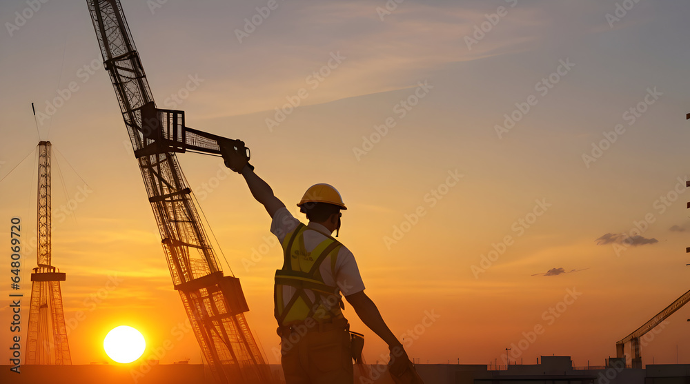 Construction Workers at Sunset