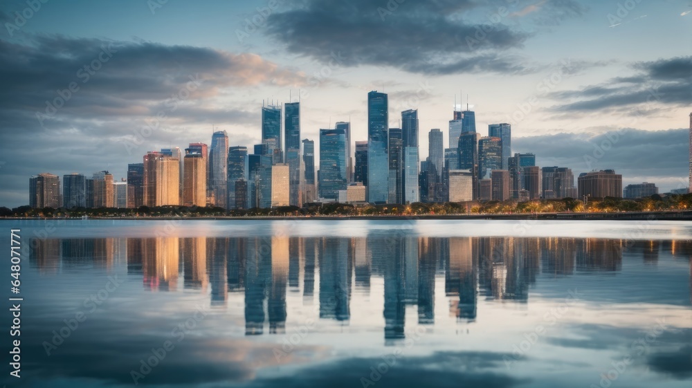 Exploring the Urban Oasis: City Skyline Reflections, Generative AI