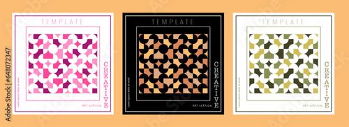 A set of cover, booklet or brochure design templates. The idea of an individual geometric style of interior decoration and creative design. A variant of the corporate corporate identity.