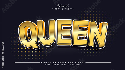 editable gold queen text effect,typhography logo