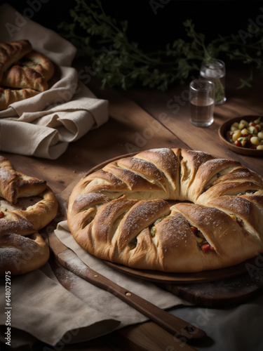 a very delicious fresh bake of French Fougasse proffesional food photography photo