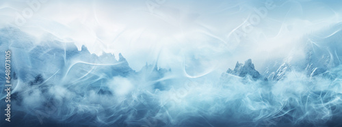 Winter wide background with misty coldly landscape 