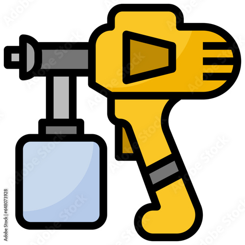 SPRAY GUN1 filled outline icon,linear,outline,graphic,illustration