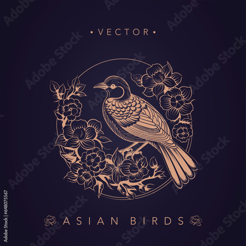 Asian traditional bird patterns ancient Chinese flower and bird patterns