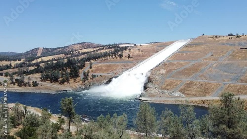 Oroville Dam Spillway Overflow Aerial Drone photo