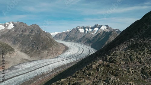 The Aletsch Glacier in the canton of Valais. UNESCO World Heritage Site in Switzerland. Moray on the glacier photo