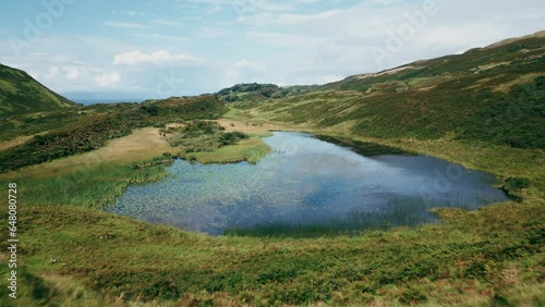 Isle of Bute, UK, July 2023, aerial view of Loch na Leighe photo