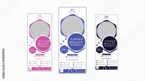 vector abstract professional gym roll up banner design template