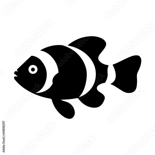 clownfish silhouette black white vector illustration