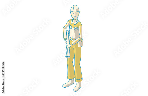 ガス工事士の男性のシンプルなイラスト