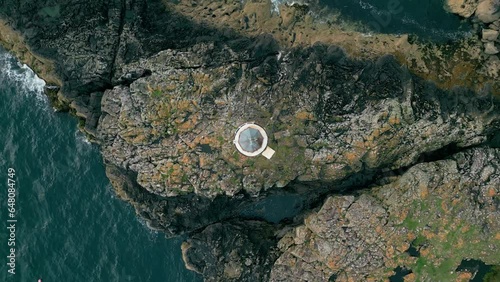 Isle of Bute, UK, July 2023, Rubh an Eun Lighthouse in Glencallum Bay