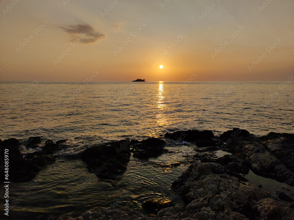 sunset over the Adriatic Sea in Rovinj