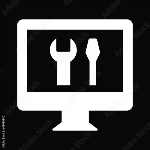 Online technical help icon, vector online technical help icon, vector illustration