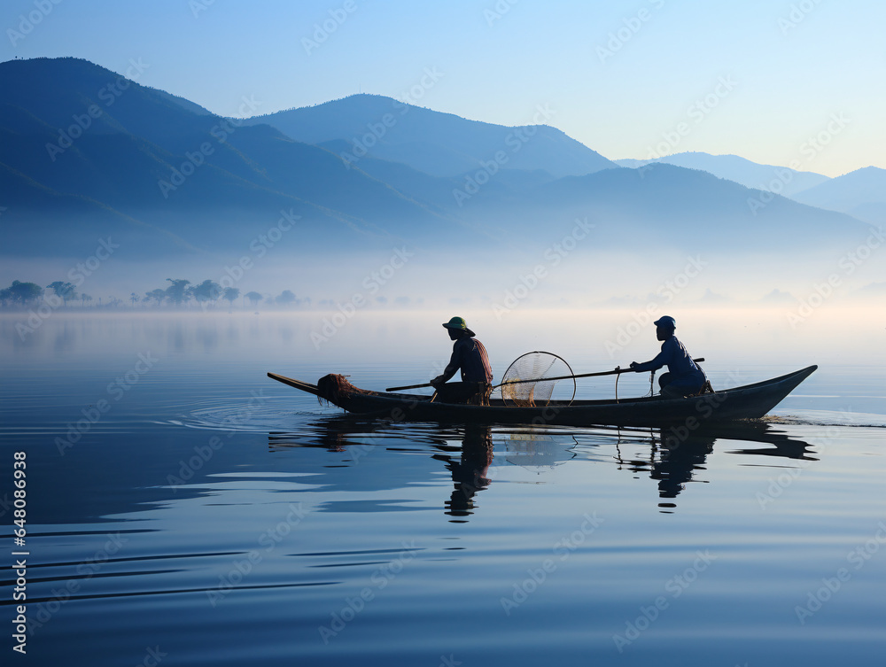 fishermen on the lake