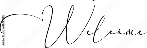 Welcome black text. Welcome black calligraphy. Welcome black vector sign.