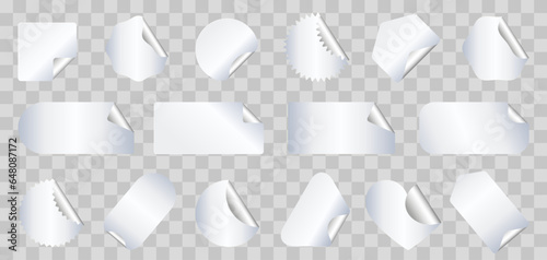 Sticker with curled corner collection. Set of blank paper stickers with curled corners. Blank adhesive sticker with folded or curled corners