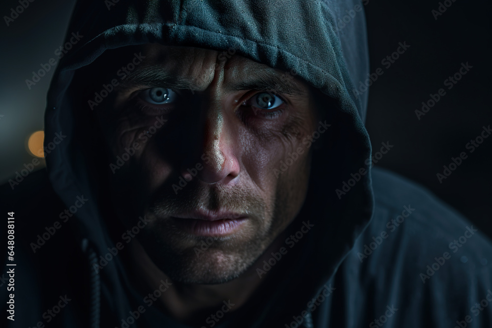 Motivated man wearing a hoodie portrait Motivated man wearing a hoodie portrait
