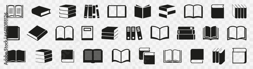 Book icon collection for school, education, science. Book icons isolated. Vector book icons in black