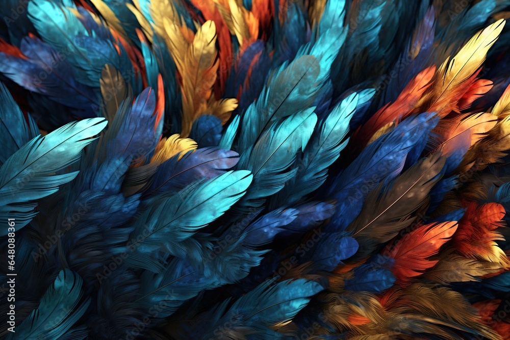 Obraz premium Beautiful abstract of colorful feathers, texture background, abstract feather background, feather pattern