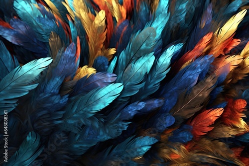 Beautiful abstract of colorful feathers, texture background, abstract feather background, feather pattern © Vilaysack