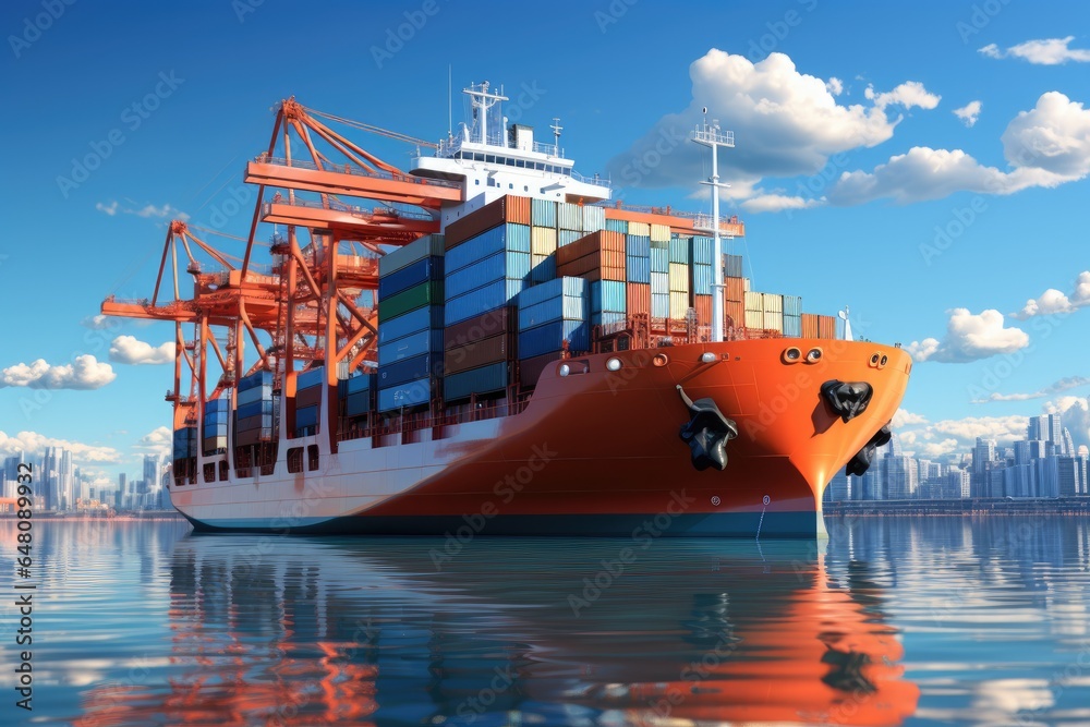 Fototapeta premium Cargo ship. Logistic shipping and transportation concept. Generative AI